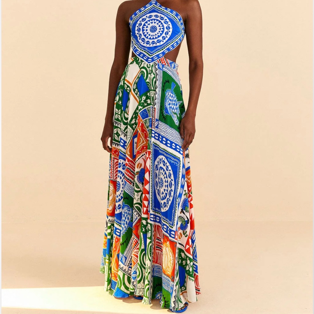 Farm Rio Off-White Pitta Colors Maxi Dress